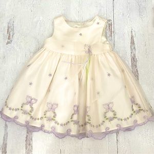 American Princess Cream Purple Butterfly Spring Dress with Matching Bloomers